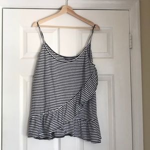 Striped ruffled tank top